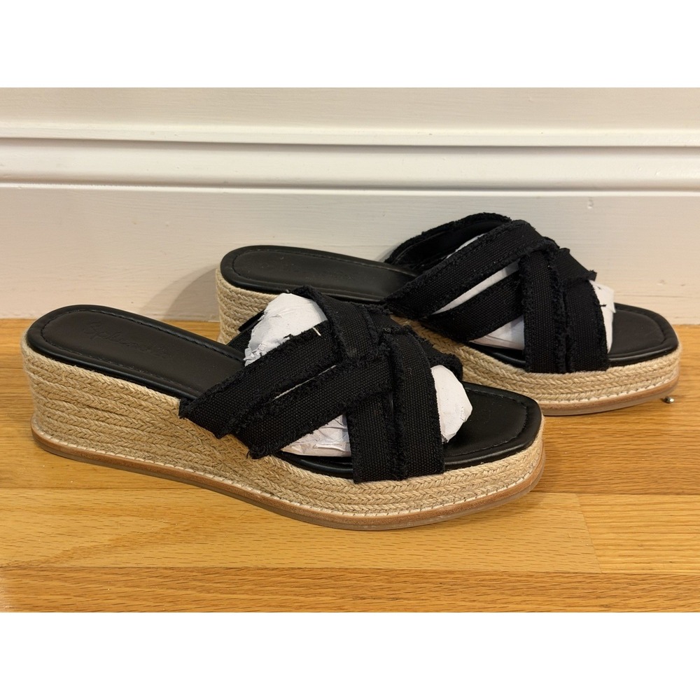 Splendid Delliny wedge sandals in black, Women's Size 10